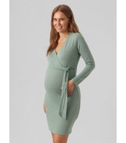 Mama.Licious Mamalicious Maternity Light Green Jersey Mini Wrap Dress